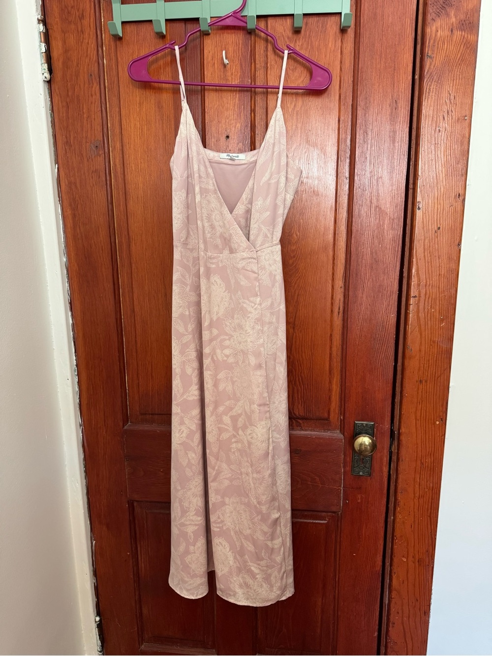 Madewell (Re)sourced crepe cami wrap dress in pindot blooms, size XS